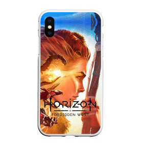 Чехол для iPhone XS Max матовый с принтом Horizon Forbidden West в Курске, Силикон | Область печати: задняя сторона чехла, без боковых панелей | aloy | guerrilla games | horizon forbidden west | hunt | zero dawn | горизонт | запретный запад | игры | нулевой рассвет | охота | элой