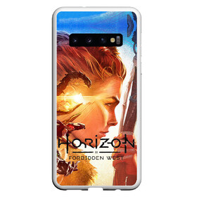 Чехол для Samsung Galaxy S10 с принтом Horizon Forbidden West в Курске, Силикон | Область печати: задняя сторона чехла, без боковых панелей | aloy | guerrilla games | horizon forbidden west | hunt | zero dawn | горизонт | запретный запад | игры | нулевой рассвет | охота | элой