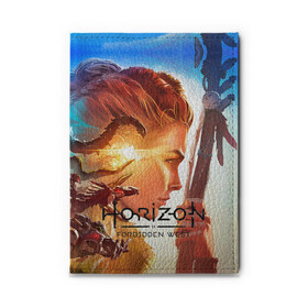 Обложка для автодокументов с принтом Horizon Forbidden West в Курске, натуральная кожа |  размер 19,9*13 см; внутри 4 больших “конверта” для документов и один маленький отдел — туда идеально встанут права | aloy | guerrilla games | horizon forbidden west | hunt | zero dawn | горизонт | запретный запад | игры | нулевой рассвет | охота | элой