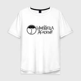 Мужская футболка хлопок Oversize с принтом Академия Амбрелла в Курске, 100% хлопок | свободный крой, круглый ворот, “спинка” длиннее передней части | the umbrella academy | umbrella | академия амбрелла | амбрелла | герб | зонтик