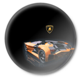 Значок с принтом Lamborghini в Курске,  металл | круглая форма, металлическая застежка в виде булавки | bolide | car | italy | lamborghini | motorsport | power.prestige | автомобиль | автоспорт | болид | италия | ламборгини | мощь | престиж