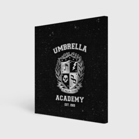 Холст квадратный с принтом Академия Амбрелла в Курске, 100% ПВХ |  | the umbrella academy | umbrella | академия амбрелла | амбрелла | герб | зонтик