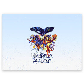 Поздравительная открытка с принтом Академия Амбрелла в Курске, 100% бумага | плотность бумаги 280 г/м2, матовая, на обратной стороне линовка и место для марки
 | the umbrella academy | umbrella | академия амбрелла | амбрелла | зонтик | комиксы