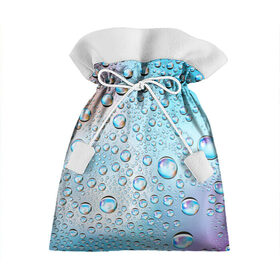 Подарочный 3D мешок с принтом Капли голубой роса стекло вода в Курске, 100% полиэстер | Размер: 29*39 см | Тематика изображения на принте: вода | градиент | для всех | дождь | капли | летний | на каждый день | обычный | окно | поверхность | повседневный | размытость | роса | стекло