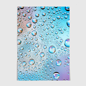Постер с принтом Капли голубой роса стекло вода в Курске, 100% бумага
 | бумага, плотность 150 мг. Матовая, но за счет высокого коэффициента гладкости имеет небольшой блеск и дает на свету блики, но в отличии от глянцевой бумаги не покрыта лаком | Тематика изображения на принте: вода | градиент | для всех | дождь | капли | летний | на каждый день | обычный | окно | поверхность | повседневный | размытость | роса | стекло