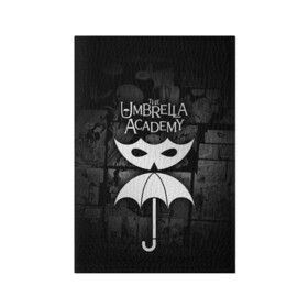 Обложка для паспорта матовая кожа с принтом Академия Амбрелла в Курске, натуральная матовая кожа | размер 19,3 х 13,7 см; прозрачные пластиковые крепления | Тематика изображения на принте: the umbrella academy | umbrella | академия амбрелла | амбрелла | герб | зонтик
