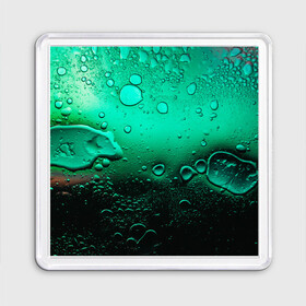 Магнит 55*55 с принтом Зеленые капли клетки в Курске, Пластик | Размер: 65*65 мм; Размер печати: 55*55 мм | биология | вода | градиент | для всех | дождь | капли | клетки | летний | на каждый день | обычный | окно | поверхность | повседневный | размытость | роса | стекло
