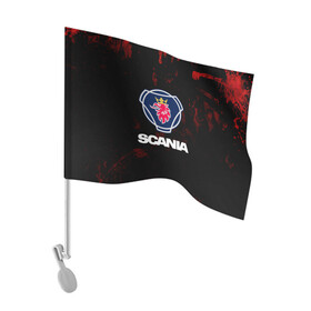 Флаг для автомобиля с принтом Scania в Курске, 100% полиэстер | Размер: 30*21 см | scania | автобус | грузовик | дальнобой | дальнобойщик | лев | скания | фура | шведское авто