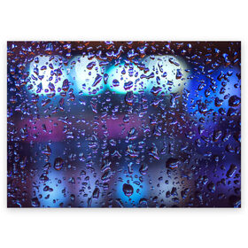 Поздравительная открытка с принтом Капли на стекле макро в Курске, 100% бумага | плотность бумаги 280 г/м2, матовая, на обратной стороне линовка и место для марки
 | брызги | вода | градиент | дождь | капли | макро | поверхность | повседневный | роса | стекло | текстура