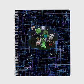 Тетрадь с принтом Minecraft Майнкрафт в Курске, 100% бумага | 48 листов, плотность листов — 60 г/м2, плотность картонной обложки — 250 г/м2. Листы скреплены сбоку удобной пружинной спиралью. Уголки страниц и обложки скругленные. Цвет линий — светло-серый
 | craft | creeper | game | mine | minecraft | pixel | roblox | блоки | грифер | игры | квадраты | компьютерная игра | крипер | маинкрафт | майн | майнкравт | майнкрафт | маркус перссон | пиксель | роблокс | шахта