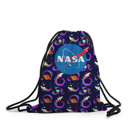 Рюкзак-мешок 3D с принтом НАСА | NASA в Курске, 100% полиэстер | плотность ткани — 200 г/м2, размер — 35 х 45 см; лямки — толстые шнурки, застежка на шнуровке, без карманов и подкладки | 
