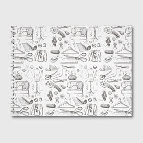 Альбом для рисования с принтом для швеи в Курске, 100% бумага
 | матовая бумага, плотность 200 мг. | Тематика изображения на принте: handmade | иголка | инструменты для шитья | хэндмэйд | швея | шить
