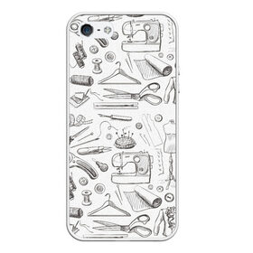 Чехол для iPhone 5/5S матовый с принтом для швеи в Курске, Силикон | Область печати: задняя сторона чехла, без боковых панелей | handmade | иголка | инструменты для шитья | хэндмэйд | швея | шить