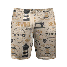 Мужские шорты спортивные с принтом sewing в Курске,  |  | Тематика изображения на принте: handmade | иголка | инструменты для шитья | хэндмэйд | швея | шить