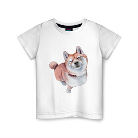 Детская футболка хлопок с принтом Акита в Курске, 100% хлопок | круглый вырез горловины, полуприлегающий силуэт, длина до линии бедер | Тематика изображения на принте: акита | животные | песокафе | рисунок | собаки