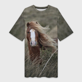 Платье-футболка 3D с принтом Конь в Курске,  |  | Тематика изображения на принте: животные | звери | кони | конь | коняшка | лошади | лошадка | лошадь | пони | природа