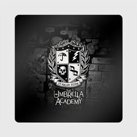 Магнит виниловый Квадрат с принтом Академия Амбрелла в Курске, полимерный материал с магнитным слоем | размер 9*9 см, закругленные углы | the umbrella academy | umbrella | академия амбрелла | амбрелла | герб | зонтик | комиксы