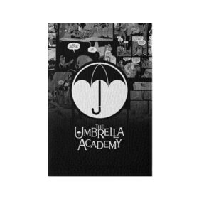 Обложка для паспорта матовая кожа с принтом Академия Амбрелла в Курске, натуральная матовая кожа | размер 19,3 х 13,7 см; прозрачные пластиковые крепления | Тематика изображения на принте: the umbrella academy | umbrella | академия амбрелла | амбрелла | герб | зонтик | комиксы