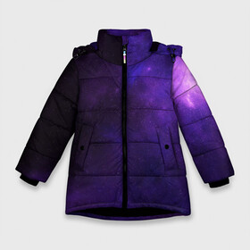 Зимняя куртка для девочек 3D с принтом Фиолетовая звезда в Курске, ткань верха — 100% полиэстер; подклад — 100% полиэстер, утеплитель — 100% полиэстер. | длина ниже бедра, удлиненная спинка, воротник стойка и отстегивающийся капюшон. Есть боковые карманы с листочкой на кнопках, утяжки по низу изделия и внутренний карман на молнии. 

Предусмотрены светоотражающий принт на спинке, радужный светоотражающий элемент на пуллере молнии и на резинке для утяжки. | арт | звезда | звёзды | карлик | космос | облако | синий | сияние | темный | фиолетовый | черный | яркая | яркие цвета