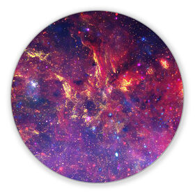 Коврик для мышки круглый с принтом Огненный разлом в Курске, резина и полиэстер | круглая форма, изображение наносится на всю лицевую часть | арт | желтый | звёзды | космос | красный | облако | синий | сияние | фиолетовый | яркие цвета