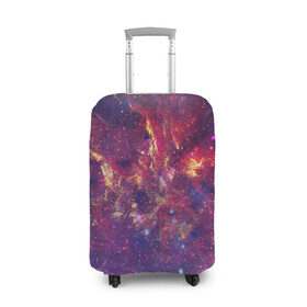 Чехол для чемодана 3D с принтом Огненный разлом в Курске, 86% полиэфир, 14% спандекс | двустороннее нанесение принта, прорези для ручек и колес | арт | желтый | звёзды | космос | красный | облако | синий | сияние | фиолетовый | яркие цвета