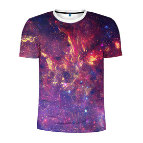 Мужская футболка 3D спортивная с принтом Огненный разлом в Курске, 100% полиэстер с улучшенными характеристиками | приталенный силуэт, круглая горловина, широкие плечи, сужается к линии бедра | арт | желтый | звёзды | космос | красный | облако | синий | сияние | фиолетовый | яркие цвета
