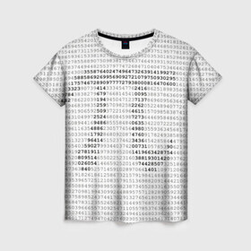 Женская футболка 3D с принтом Число пи в Курске, 100% полиэфир ( синтетическое хлопкоподобное полотно) | прямой крой, круглый вырез горловины, длина до линии бедер | математика | цифры | числа | числопи