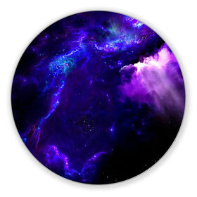 Коврик для мышки круглый с принтом Космическое небо в Курске, резина и полиэстер | круглая форма, изображение наносится на всю лицевую часть | арт | звёзды | иний | космос | облако | розовый | сияние | тёмный | туманность | фиолоетовый | черный | яркие цвета