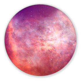Коврик для мышки круглый с принтом Космическое небо в Курске, резина и полиэстер | круглая форма, изображение наносится на всю лицевую часть | Тематика изображения на принте: арт | желтый | звёзды | космос | облако | оранжевый | розовый | сияние | туманность | фиолетовый | яркие цвета