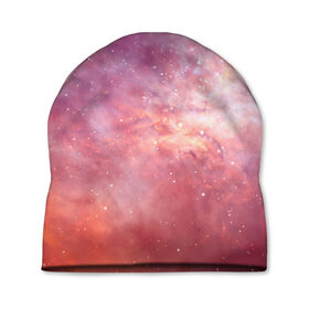 Шапка 3D с принтом Космическое небо в Курске, 100% полиэстер | универсальный размер, печать по всей поверхности изделия | арт | желтый | звёзды | космос | облако | оранжевый | розовый | сияние | туманность | фиолетовый | яркие цвета