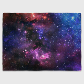 Плед 3D с принтом Космическое небо в Курске, 100% полиэстер | закругленные углы, все края обработаны. Ткань не мнется и не растягивается | арт | звёзды | космос | красный | облако | розовый | синий | сияние | темный | туманность | фиолетовый | яркие цвета