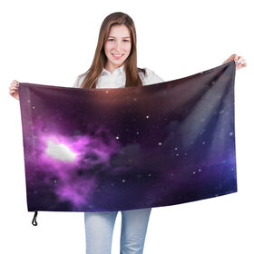 Флаг 3D с принтом Космические туманности в Курске, 100% полиэстер | плотность ткани — 95 г/м2, размер — 67 х 109 см. Принт наносится с одной стороны | арт | звёзды | космос | красный | облако | оранжевый | розовый | синий | сияние | темный | туманность | фиолетовый | черный | яркие цвета