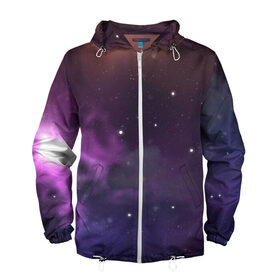 Мужская ветровка 3D с принтом Космические туманности в Курске, 100% полиэстер | подол и капюшон оформлены резинкой с фиксаторами, два кармана без застежек по бокам, один потайной карман на груди | арт | звёзды | космос | красный | облако | оранжевый | розовый | синий | сияние | темный | туманность | фиолетовый | черный | яркие цвета