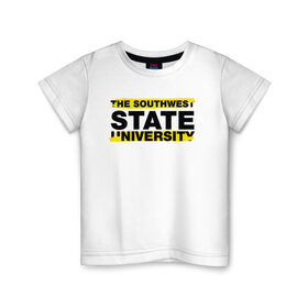 Детская футболка хлопок с принтом SWSU brush в Курске, 100% хлопок | круглый вырез горловины, полуприлегающий силуэт, длина до линии бедер | swsu | the southwest state university | курск | студенту | студенты | универ | университеты | универы | юго западный государственный университет | юзгу