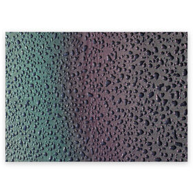 Поздравительная открытка с принтом Капли вода поверхность в Курске, 100% бумага | плотность бумаги 280 г/м2, матовая, на обратной стороне линовка и место для марки
 | вода | дождь | капли | контраст | макро | поверхность | погода | роса | стекло | текстура | техно