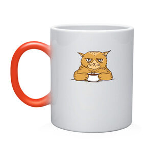 Кружка хамелеон с принтом Grumpy Cat Coffee в Курске, керамика | меняет цвет при нагревании, емкость 330 мл | Тематика изображения на принте: cat | coffee | grumpy | hot | kitten | kitty | pussycat | ароматный | горячий | грампи | злой | киса | кот | котик | котэ | кофе | кофеек | кошка | кружка | милый | не выспался | недовольный | прикол | сердитый | сонный | чашка