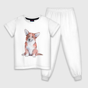 Детская пижама хлопок с принтом корги в Курске, 100% хлопок |  брюки и футболка прямого кроя, без карманов, на брюках мягкая резинка на поясе и по низу штанин
 | Тематика изображения на принте: корги | песокафе | собаки