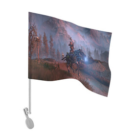 Флаг для автомобиля с принтом Horizon Zero Dawn в Курске, 100% полиэстер | Размер: 30*21 см | aloy | antasy girl | art | artwork | digital art | fantasy | horizon | horizon: zero dawn | landscape | tallneck | warrior fantasy | weapon | zero dawn