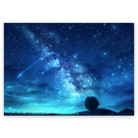Поздравительная открытка с принтом Синяя Небо в Курске, 100% бумага | плотность бумаги 280 г/м2, матовая, на обратной стороне линовка и место для марки
 | blue | sky | звездное небо | звезды | космическое | красота | небо | ночь | синий
