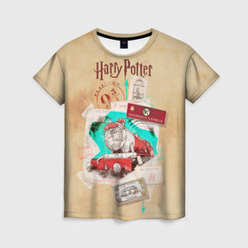 Женская футболка 3D с принтом Harry Potter Hogwarts Express в Курске, 100% полиэфир ( синтетическое хлопкоподобное полотно) | прямой крой, круглый вырез горловины, длина до линии бедер | harry potter | kings cross station | vdosadir | вокзал кингс кросс | гарри поттер | джоан роулинг | платформа