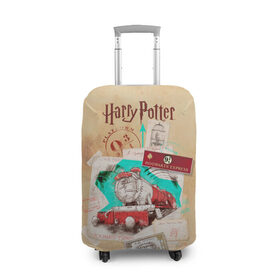 Чехол для чемодана 3D с принтом Harry Potter Hogwarts Express в Курске, 86% полиэфир, 14% спандекс | двустороннее нанесение принта, прорези для ручек и колес | harry potter | kings cross station | vdosadir | вокзал кингс кросс | гарри поттер | джоан роулинг | платформа
