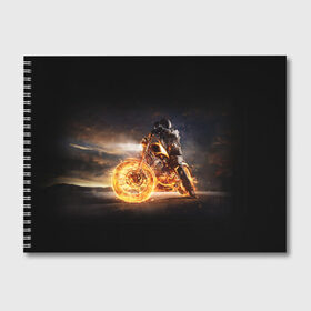 Альбом для рисования с принтом Flame в Курске, 100% бумага
 | матовая бумага, плотность 200 мг. | fire | flame | helmet | motorcycle | night | racer | гонщик | мотоцикл | ночь | огонь | пламя | шлем