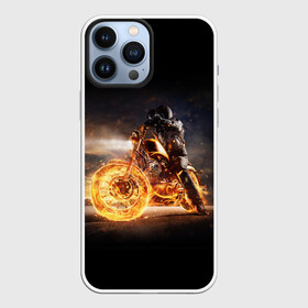 Чехол для iPhone 13 Pro Max с принтом Flame в Курске,  |  | fire | flame | helmet | motorcycle | night | racer | гонщик | мотоцикл | ночь | огонь | пламя | шлем