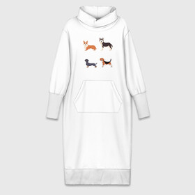 Платье удлиненное хлопок с принтом корги хаски такса бигль белый в Курске,  |  | бигль | корги | песокафе | собаки | такса | хаски
