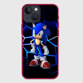 Чехол для iPhone 13 mini с принтом Sonic в Курске,  |  | boom | cartoon | game | neon | playstation | sonic | броня | бум | герой | детские | дракон | еж | ежик | животные | звери | игра | лесные | малыш | молнии | мультфильм | мультяшный | неоновый | приключения | сияние | соник