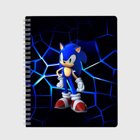 Тетрадь с принтом Sonic в Курске, 100% бумага | 48 листов, плотность листов — 60 г/м2, плотность картонной обложки — 250 г/м2. Листы скреплены сбоку удобной пружинной спиралью. Уголки страниц и обложки скругленные. Цвет линий — светло-серый
 | boom | cartoon | game | neon | playstation | sonic | броня | бум | герой | детские | дракон | еж | ежик | животные | звери | игра | лесные | малыш | молнии | мультфильм | мультяшный | неоновый | приключения | сияние | соник