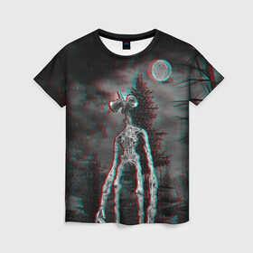 Женская футболка 3D с принтом Siren Head Horror  в Курске, 100% полиэфир ( синтетическое хлопкоподобное полотно) | прямой крой, круглый вырез горловины, длина до линии бедер | glitch | glitch siren head | rgb | siren head | sirena | глитч | глич | ретро | сирейноголовый | сирена | сиреноголовый