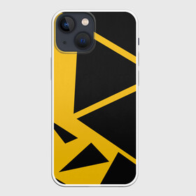 Чехол для iPhone 13 mini с принтом Треугольники в Курске,  |  | жёлтый | кибер | полигоны | треугольники | чёрный