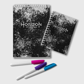 Блокнот с принтом HORIZON ZERO DAWN (S) в Курске, 100% бумага | 48 листов, плотность листов — 60 г/м2, плотность картонной обложки — 250 г/м2. Листы скреплены удобной пружинной спиралью. Цвет линий — светло-серый
 | Тематика изображения на принте: aloy | antasy girl | art | artwork | digital art | fantasy | horizon | horizon: zero dawn | landscape | tallneck | warrior fantasy | weapon | zero dawn