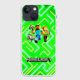 Чехол для iPhone 13 mini с принтом Майнкрафт   Minecraft в Курске,  |  | alex | creeper | dungeons | minecraft | piggy | steve | алекс | бой | гаст | герои | детские | зелень | зомби | крипер | логотипигры | майнкрафт | мобы | неоновый | песочница | пигги | пиксельный | подземелья | популярные